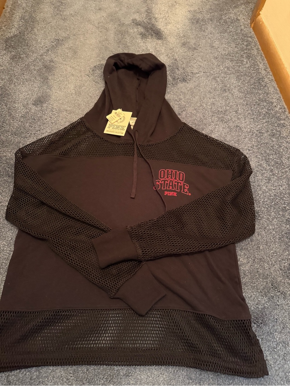 Ohio State Black Mesh-Trim Hoodie